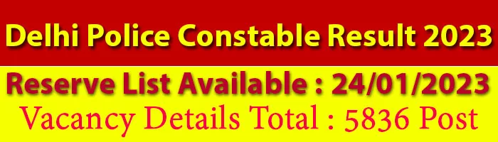 Delhi Police Constable Result 2023