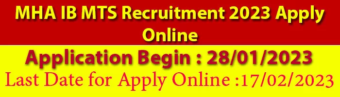 MHA IB MTS Recruitment 2023 Apply Online