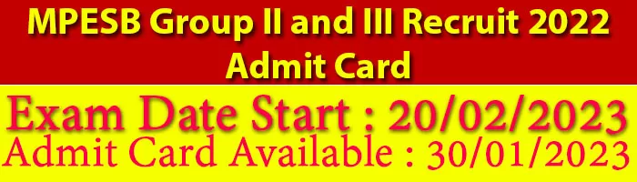 MPESB Group II and III Recruit 2022 Admit Card