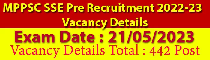 MPPSC SSE Pre Recruitment 2022-23 Vacancy Details