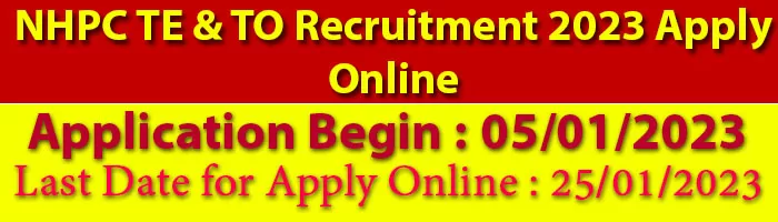 NHPC TE & TO Recruitment 2023 Apply Online