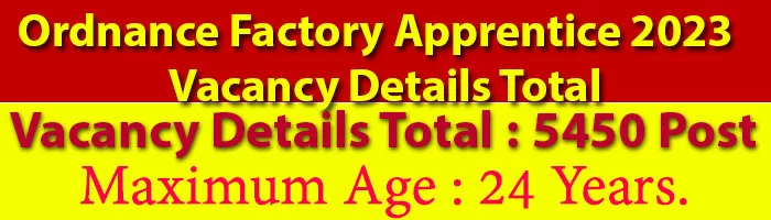 Ordnance Factory Apprentice 2023 Vacancy Details Total