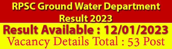 RPSC Ground Water Department Result 2023