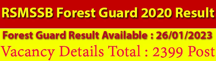 RSMSSB Forest Guard 2020 Result