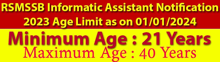 RSMSSB Informatic Assistant Notification 2023 Age Limit 