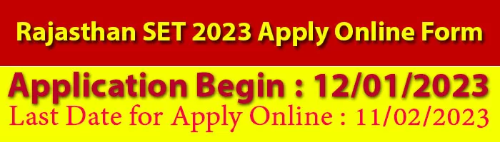 Rajasthan SET 2023 Apply Online Form