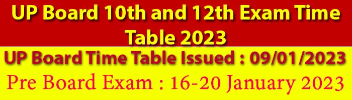 UP Board 10th and 12th Exam Time Table 2023