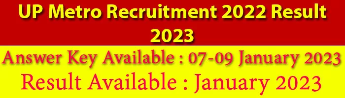 UP Metro Recruitment 2022 Result 2023