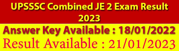 UPSSSC Combined JE 2 Exam Result 2023