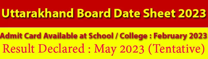 Uttarakhand Board High School and Intermediate Exam Time Table 2023