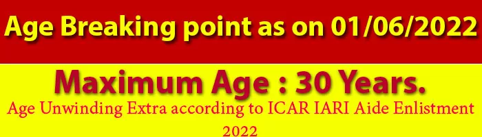 Age Unwinding Extra according to ICAR IARI Aide Enlistment 2022