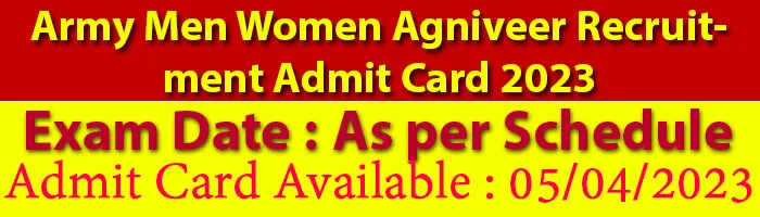 Army Men Women Agniveer Recruitment Admit Card 2023