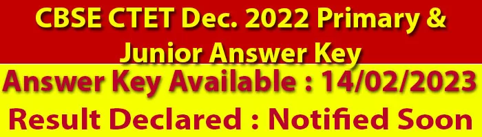 CBSE CTET Dec. 2022 Primary & Junior Answer Key