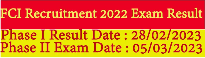 FCI Recruitment 2022 Exam Result