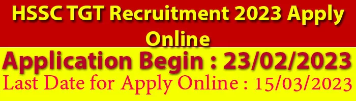 HSSC TGT Recruitment 2023 Apply Online