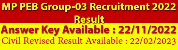 MP PEB Group-03 Recruitment 2022 Result