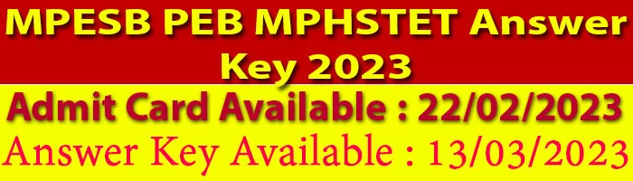 MPESB PEB MPHSTET Answer Key 2023