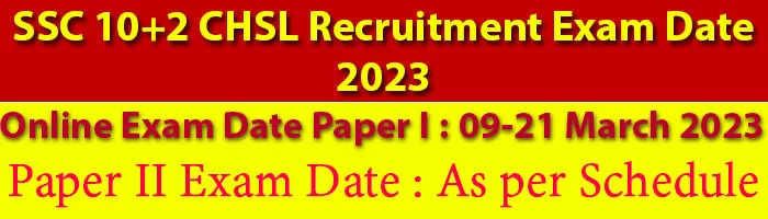 SSC 10+2 CHSL Recruitment Exam Date 2023