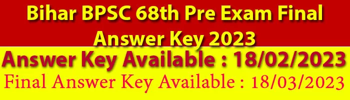 Bihar BPSC 68th Pre Exam Final Answer Key 2023