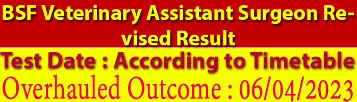 BSF Veterinary Assistant Surgeon Revised Result