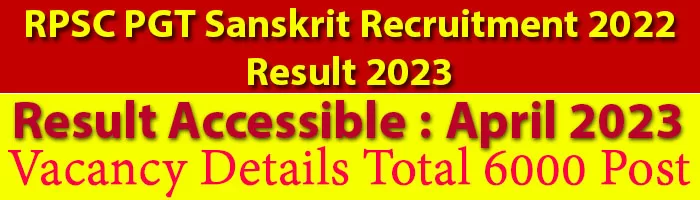 RPSC PGT Sanskrit Recruitment 2022 Result 2023