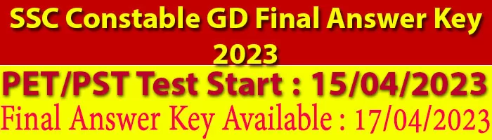 SSC Constable GD Final Answer Key 2023