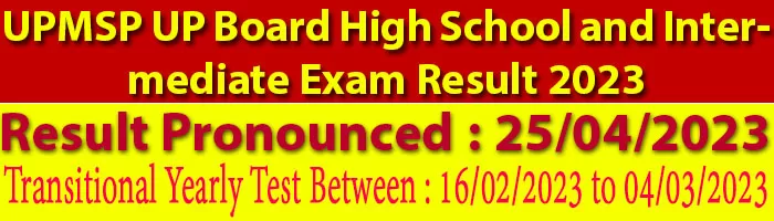 UPMSP UP Board High School and Intermediate Exam Result 2023