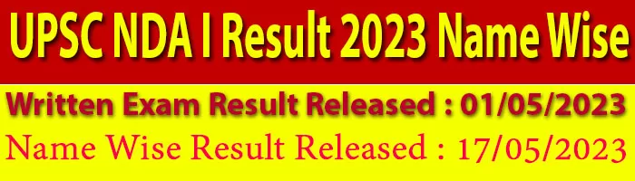 UPSC NDA I Result 2023 Name Wise