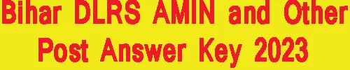 Bihar DLRS AMIN and Other Post Answer Key 2023