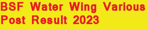 BSF Water Wing Various Post Result 2023