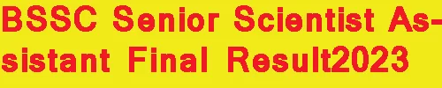 BSSC Senior Scientist Assistant Final Result2023