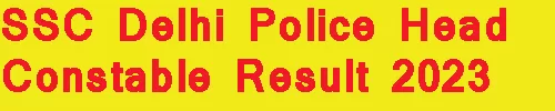 SSC Delhi Police Head Constable Result 2023